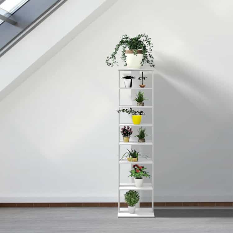 Wooden Shoes Storage Stand 7 Tiers Shoe Rack Organizer Multi-Shoe Rack Shoebox-White