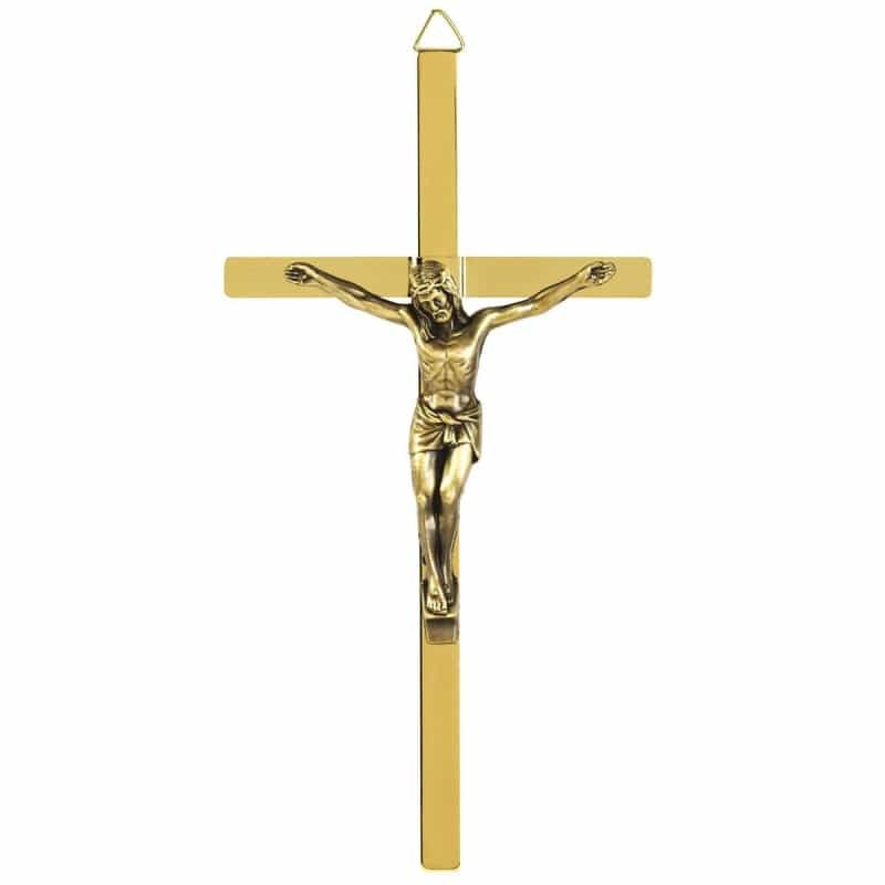 Wall Cross Jesus Gold 8In