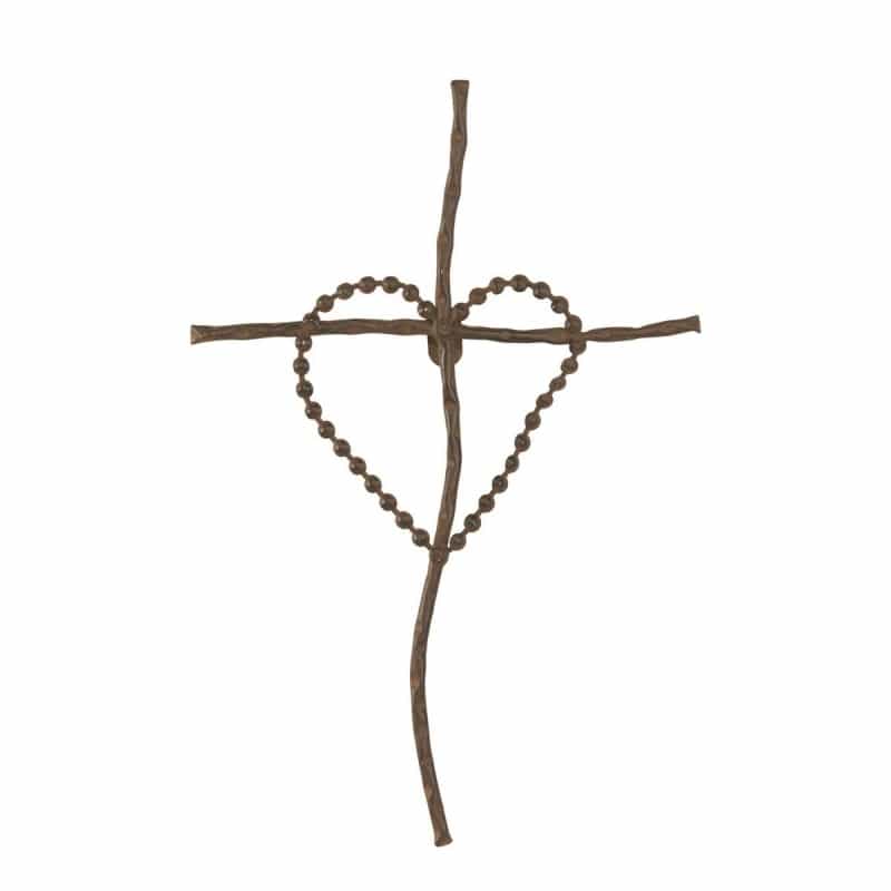 Wall Cross Heart On Cross Metal