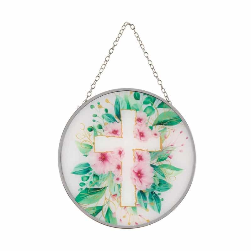 Suncatcher Floral Cross 6In Round