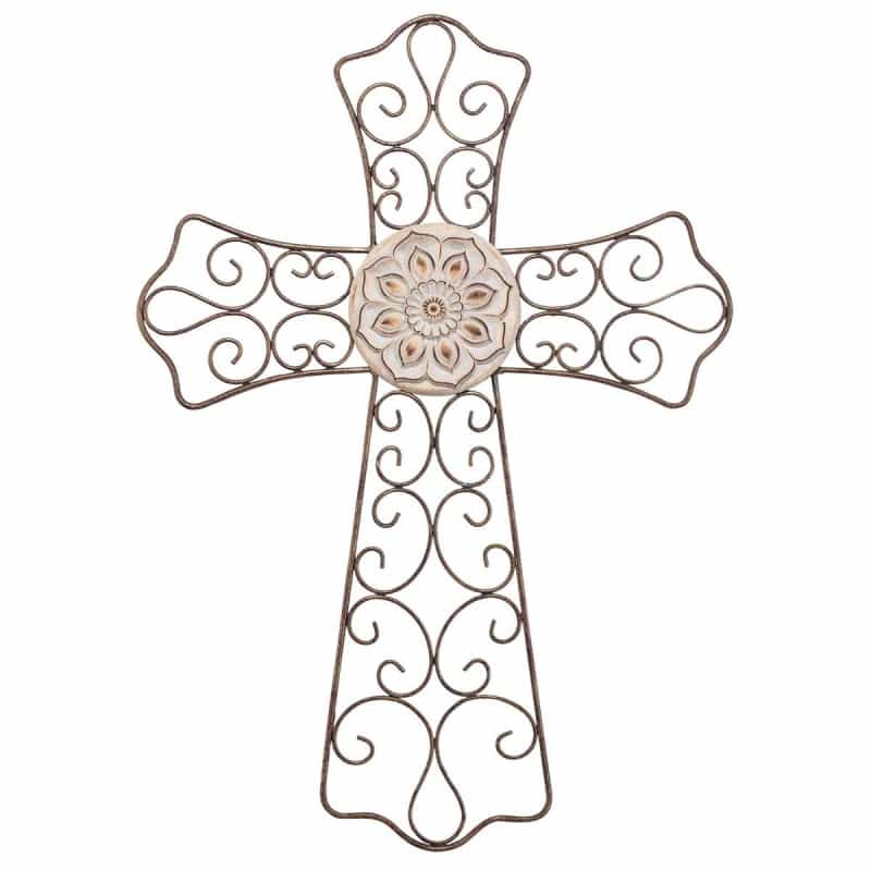 Metal Wall Cross Patina Finish 19.5In