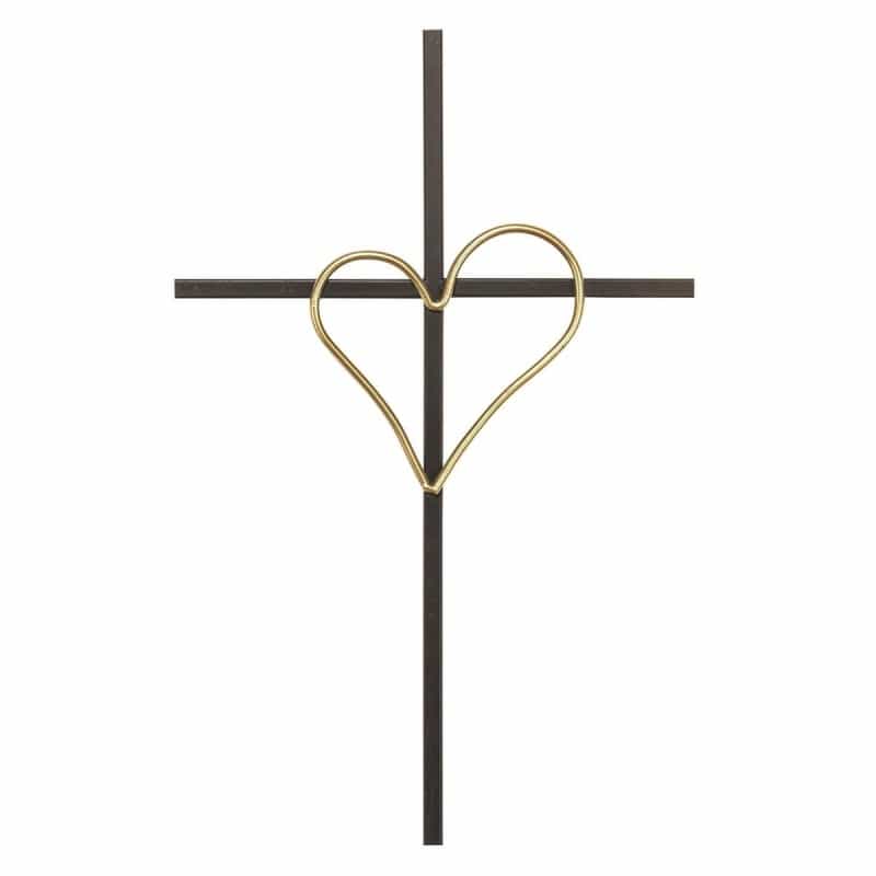 Black Metal Wall Cross 20" Open Heart