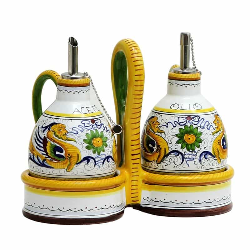 Raffaellesco: Oil And Vinegar Cruets Set With Caddy