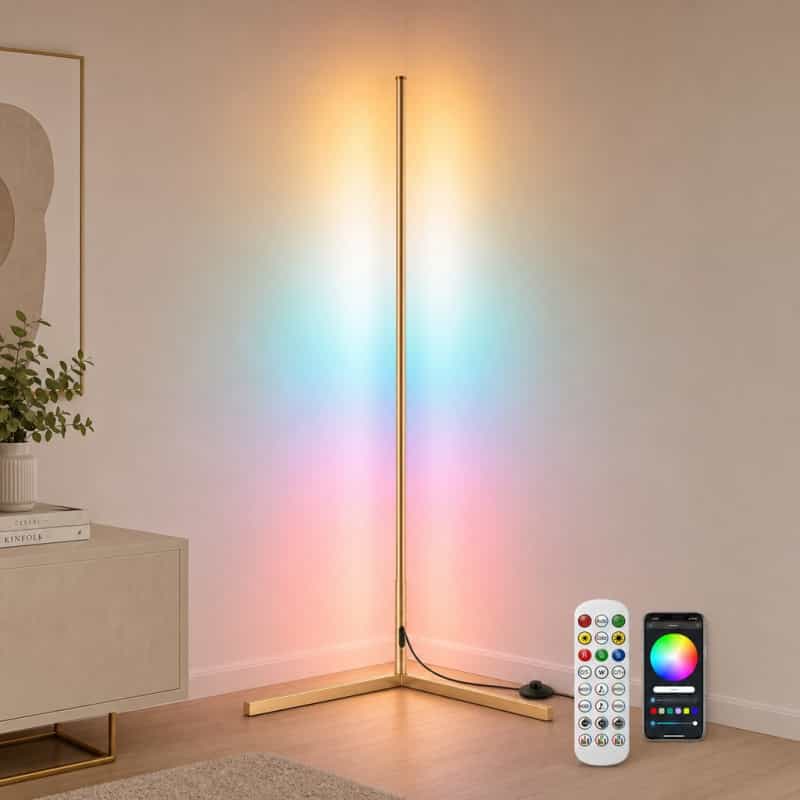 55 Inch Rgbcw Gold Corner Floor Lamp