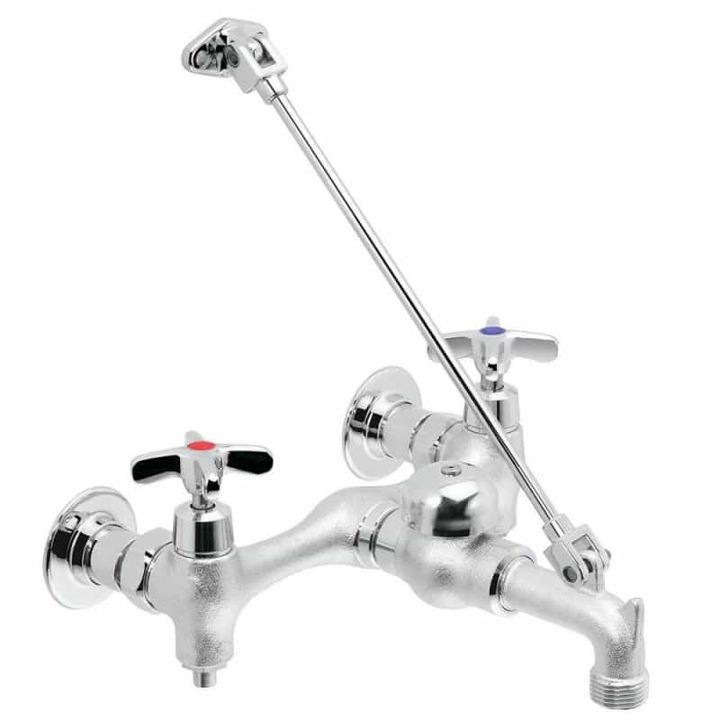 Commander® Two Cross Handle Wall Mount Service Faucet In Rough Chrome