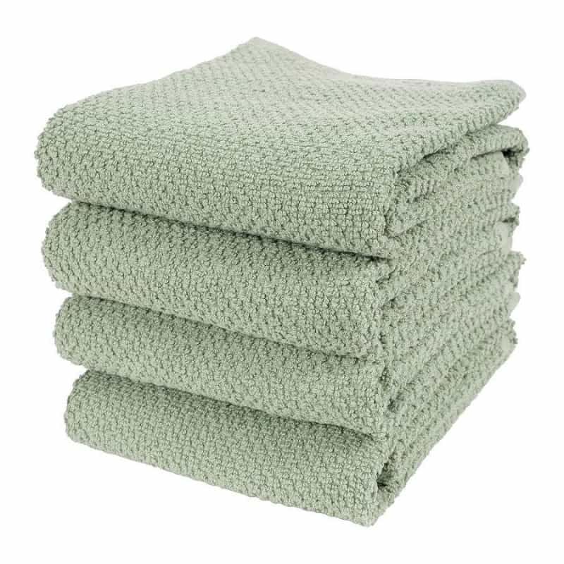 French Green Deluxe Popcorn Terry Towels Set Of 4