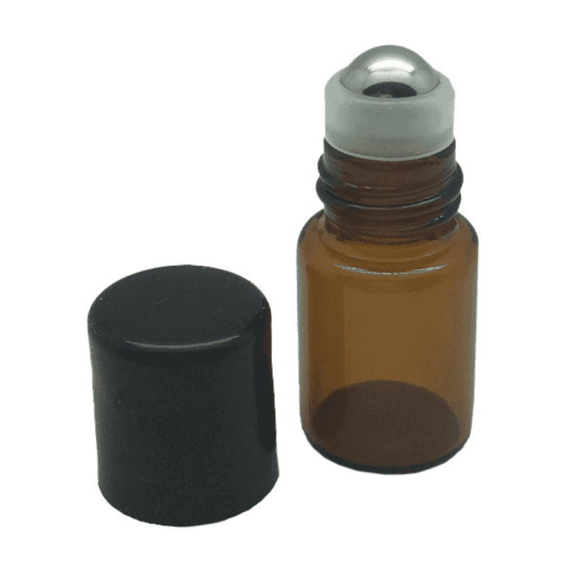 2 Ml Amber Glass Roller Bottles With Stainless Steel Roll On Inserts (12-Pack)