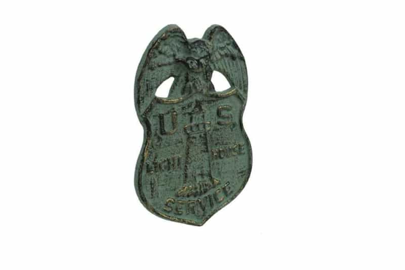 Antique Seaworn Bronze Cast Iron Us Lighthouse Service Sign 9"