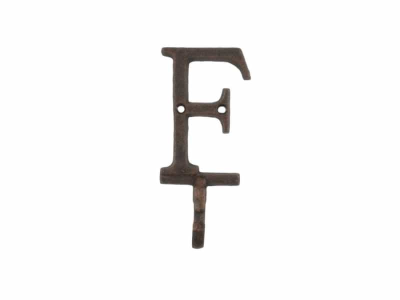 Rustic Copper Cast Iron Letter F Alphabet Wall Hook 6"