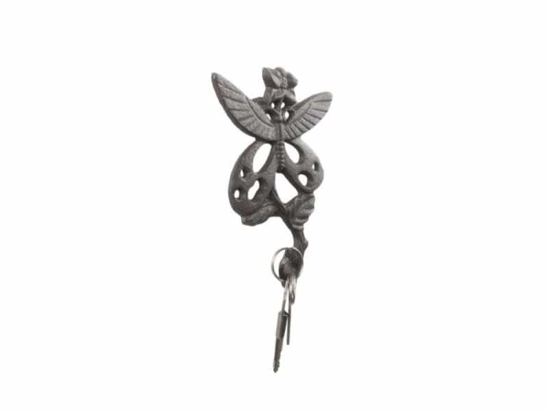 Cast Iron Butterfly On A Branch Decorative Metal Wall Hook 6.5"