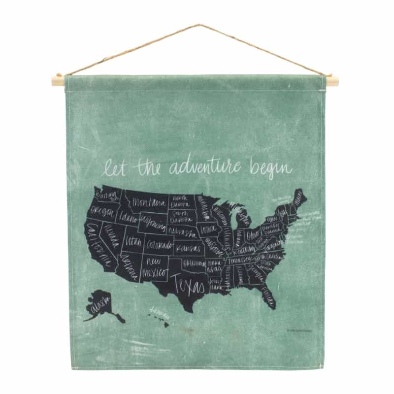United States Wall Hanging 15"L X 18.5"H Linen/Wood