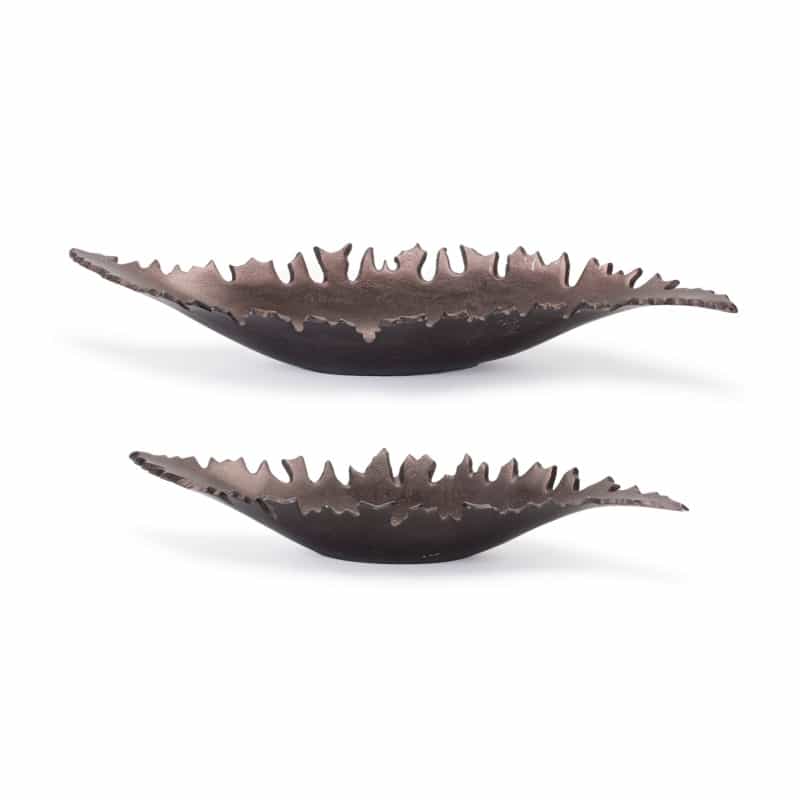 Leaf Bowl (Set Of 2) 17.5"L X 6.5"W X 2.5"H, 18"L X 6.25"W X 2.5"H Aluminum