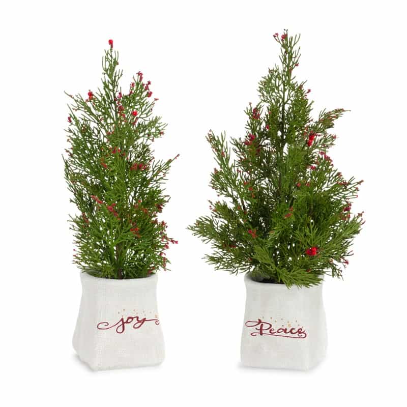 Potted Tree (Set Of 2) 14.25"H, 16.5"H Plastic