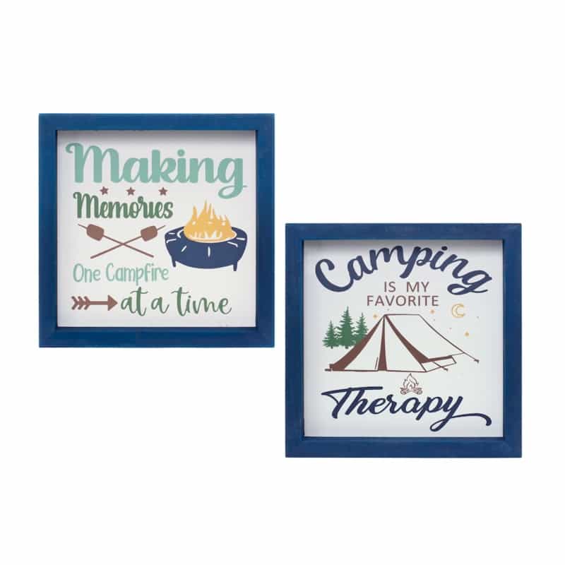 Camping Sign (Set Of 4) 10”Sq Mdf