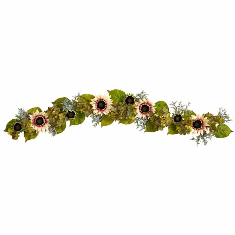 5’ White Sunflower And Hydrangea Artificial Garland