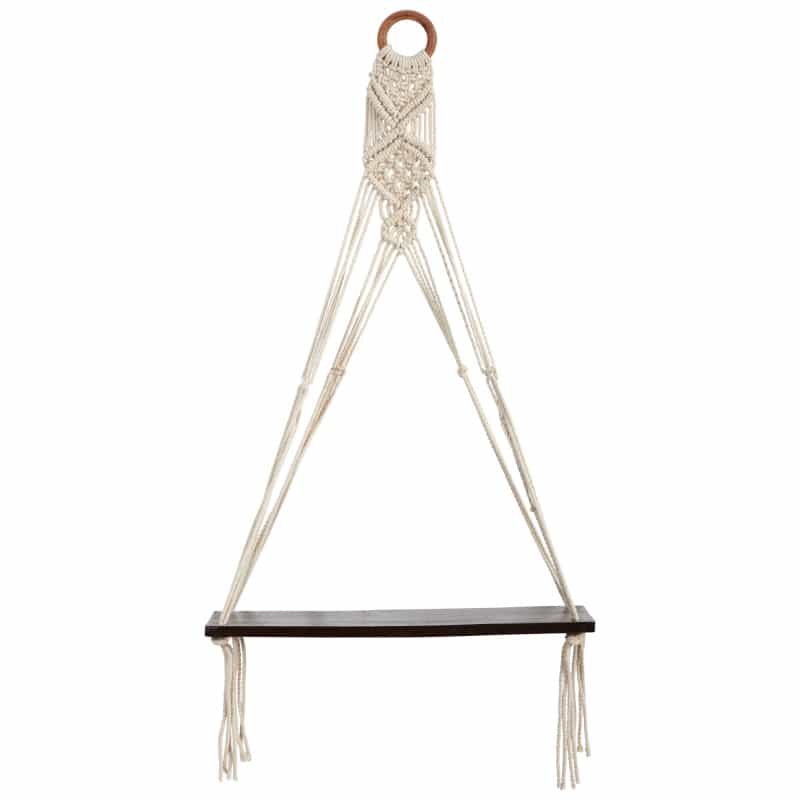 25” X 16” Macrame Wall Hanging With Wooden Shelf