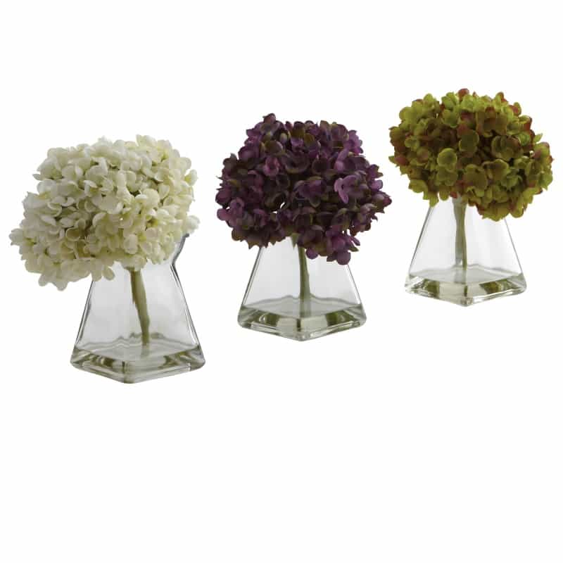 Hydrangea W/Vase (Set Of 3)