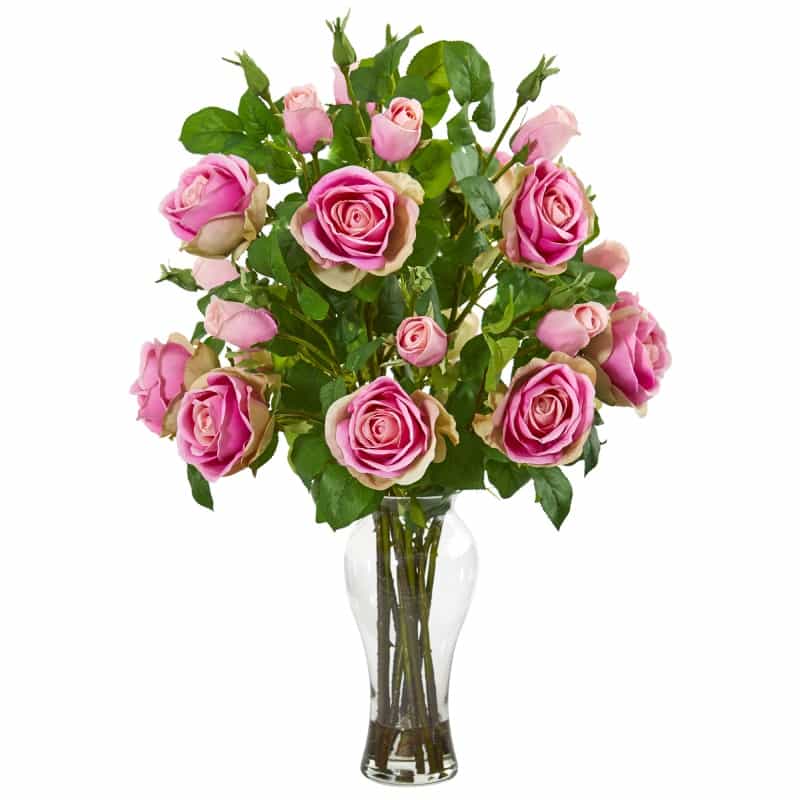 Rose Artificial Arrangement In Glass Vase
