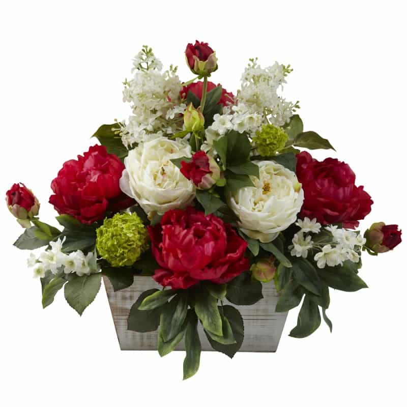 Mixed Floral Arrangement W/White Wash Planter