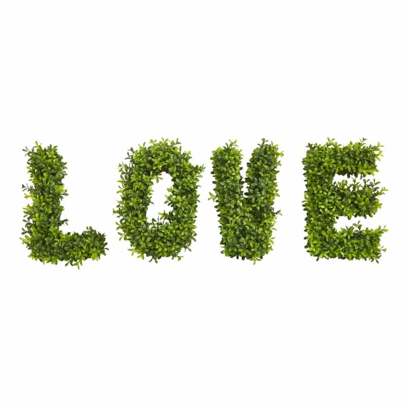 “Love” Boxwood Artificial Wall Decoration (Indoor/Outdoor)