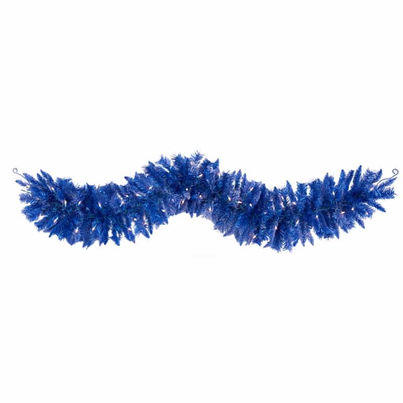 6' Blue Artificial Christmas Garland With 50 Warm White Lights