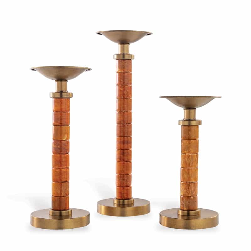Jade Garden Amber Candlesticks (Set/3)