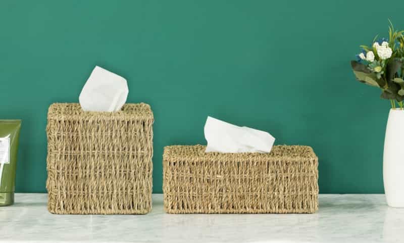 Natural Woven Seagrass Wicker Tissue Box Cover Holder