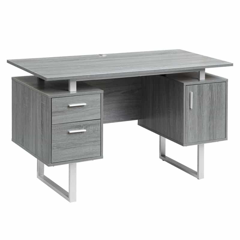 Techni Mobili Modern Office Desk With Storage, Grey