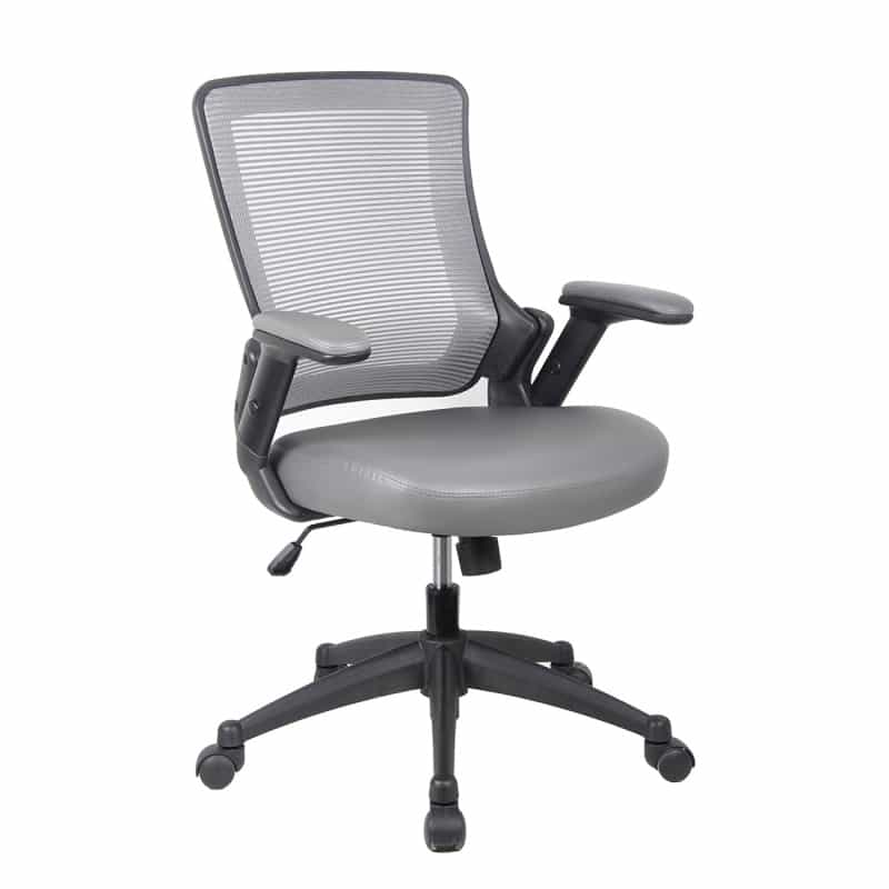 Techni Mobili Mid-Back Mesh Task Office Chair With Height Adjustable Arms, Grey