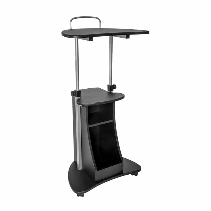 Techni Mobili Sit-To-Stand Rolling Adjustable Height Laptop Cart With Storage, Graphite