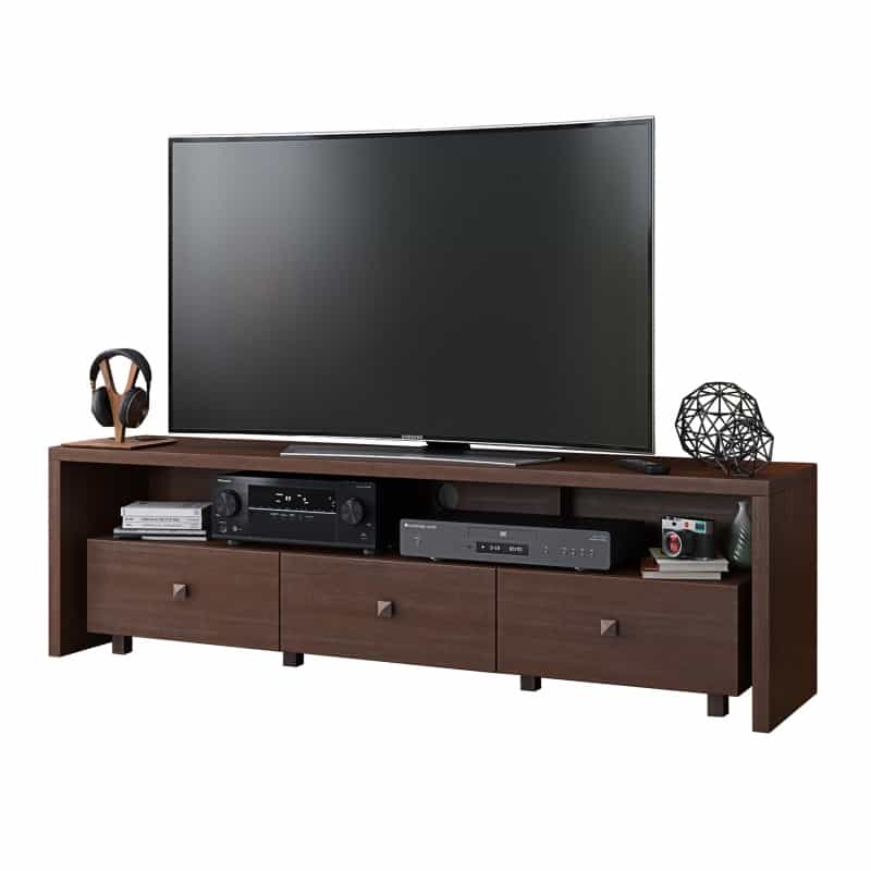 Techni Mobili Elegant Tv Stand For Tv's Up To 75" With Storage, Hickory
