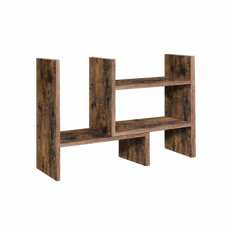 Brown Wooden Desktop Organizer Storage Rack