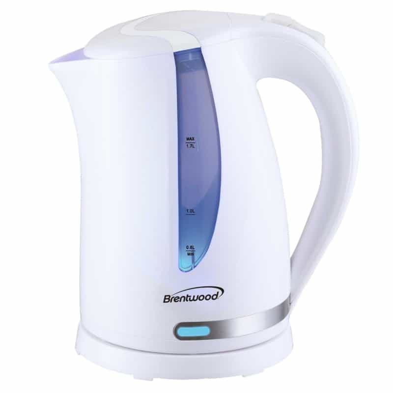 Brentwood 1.7L 1100W 360 Cordless Electric Kettle In White With Concealed Stainless Steel Heating e
