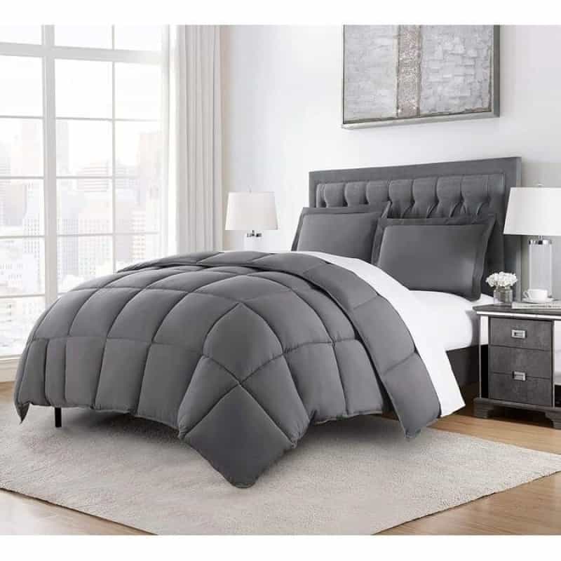 Twin Size Reversible Microfiber Down Alternative Comforter Set In Grey