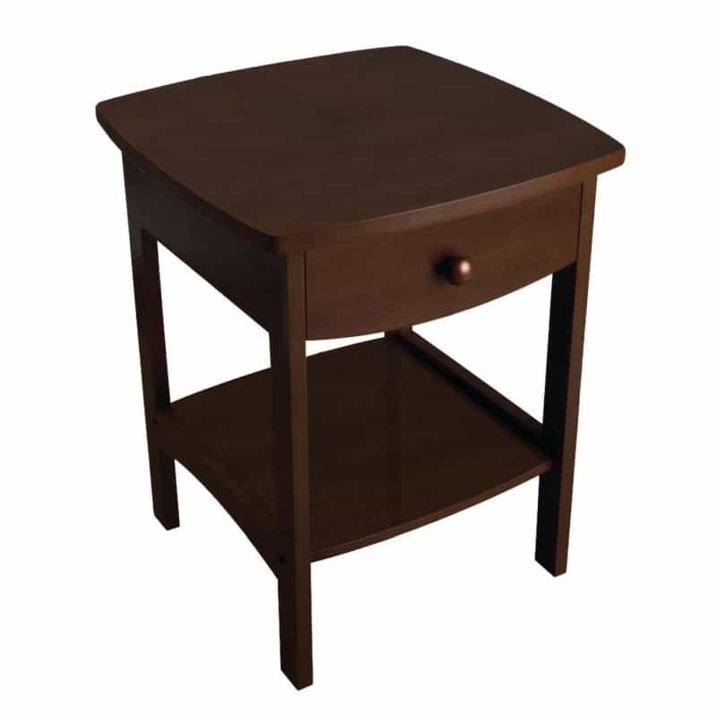 Walnut Finish Accent Table Nightstand With One Drawer