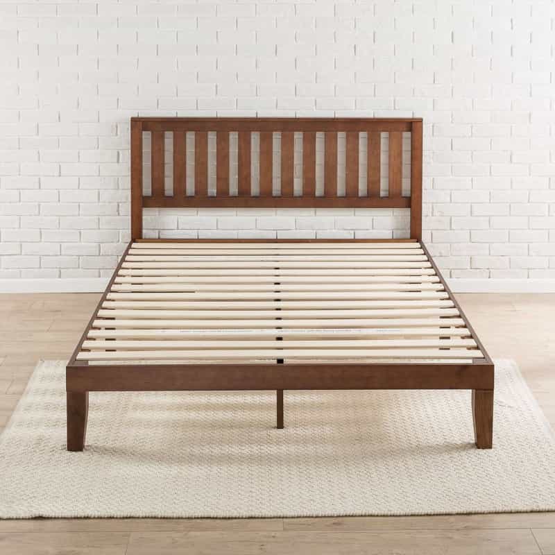 Queen Size Mission Style Solid Wood Platform Bed Frame With Headboard In Espresso Finish