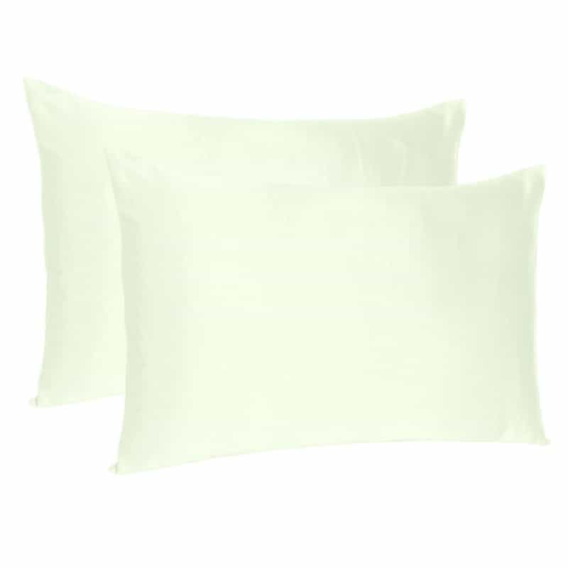 Ivory Dreamy Set Of 2 Silky Satin Standard Pillowcases