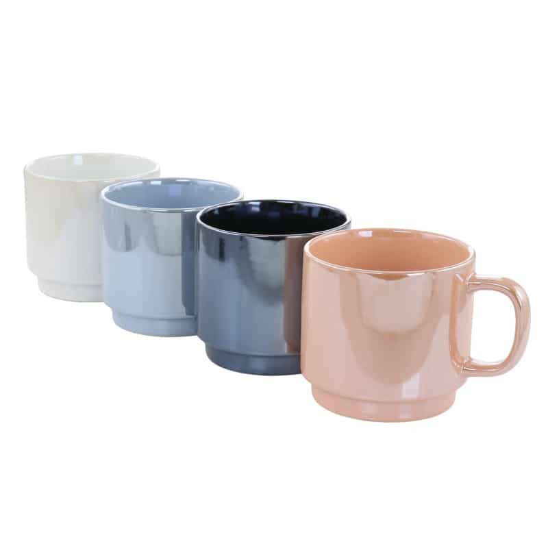 Mr. Coffee Cafe Celestial 4 Piece 14.8 Ounce Stoneware Pearlized Mug Set In Assorted Colors