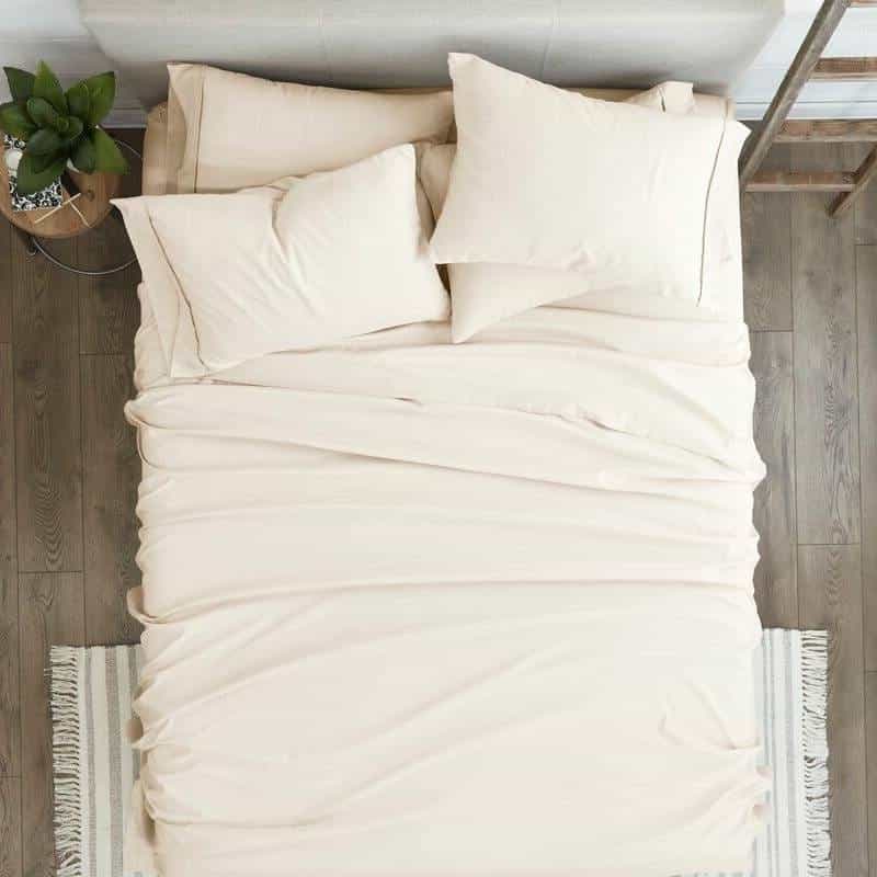 Queen Size Ivory Beige 6-Piece Wrinkle Resistant Microfiber/Polyester Sheet Set