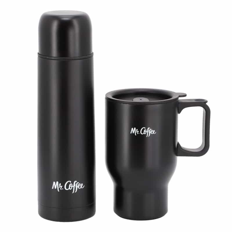 Mr. Coffee Javelin 2 Piece Thermal Bottle And Travel Mug Set In Black