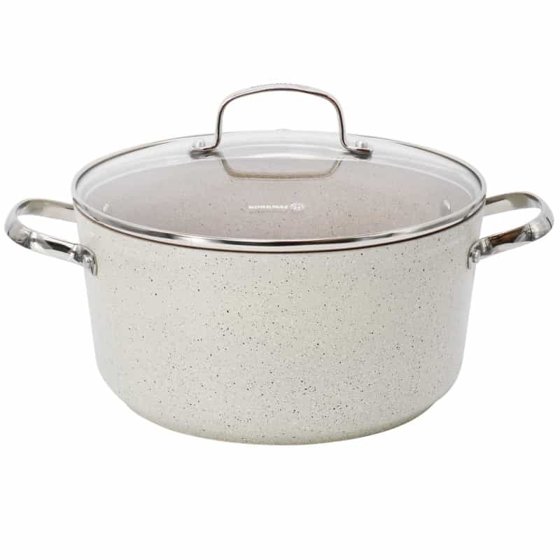 Korkmaz Granita 8 Liter Aluminum Nonstick Casserole With Lid In Tan