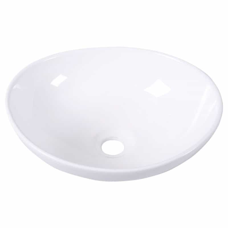 Contemporary Oval Basin Round Vessel Bathroom Sink In White