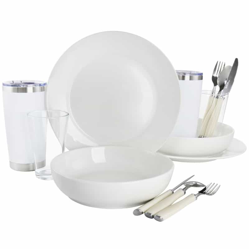 Gibson Home Nobella 14 Piece Fine Ceramic Dinnerware Set In White