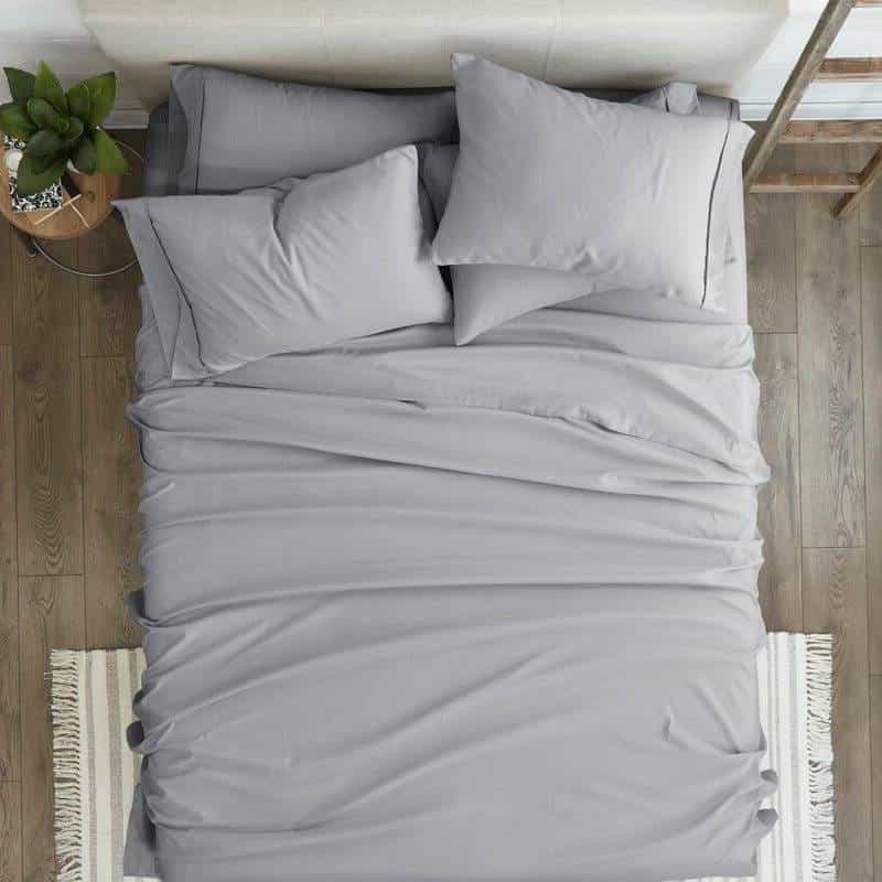 King Size Grey 6 Piece Wrinkle Resistant Microfiber Polyester Sheet Set