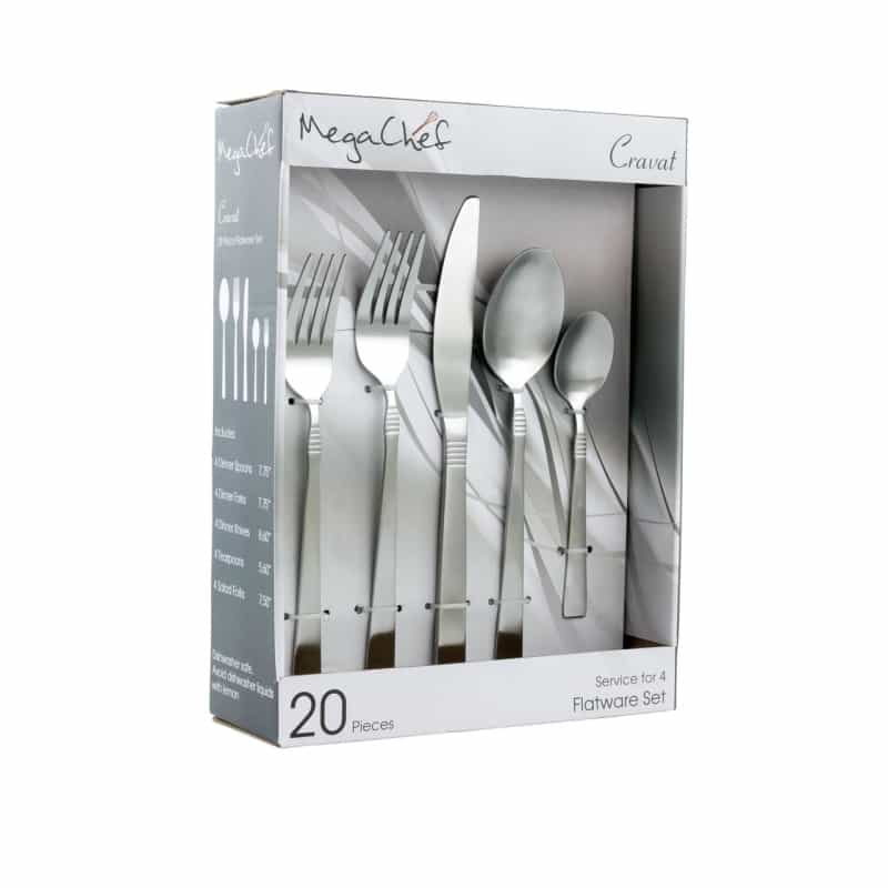 Megachef Cravat 20 Piece Flatware Utensil Set, Stainless Steel Silverware Metal Service For 4 In Ma