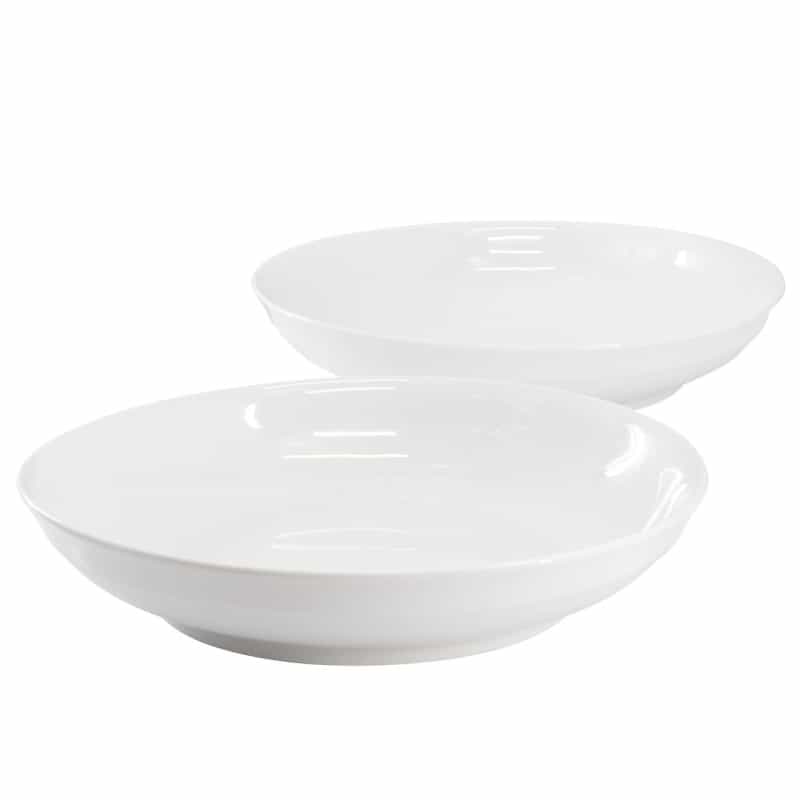 Gibson Home 2 Piece 11 Inch Round Fine Ceramic Serving Bowl Set In White