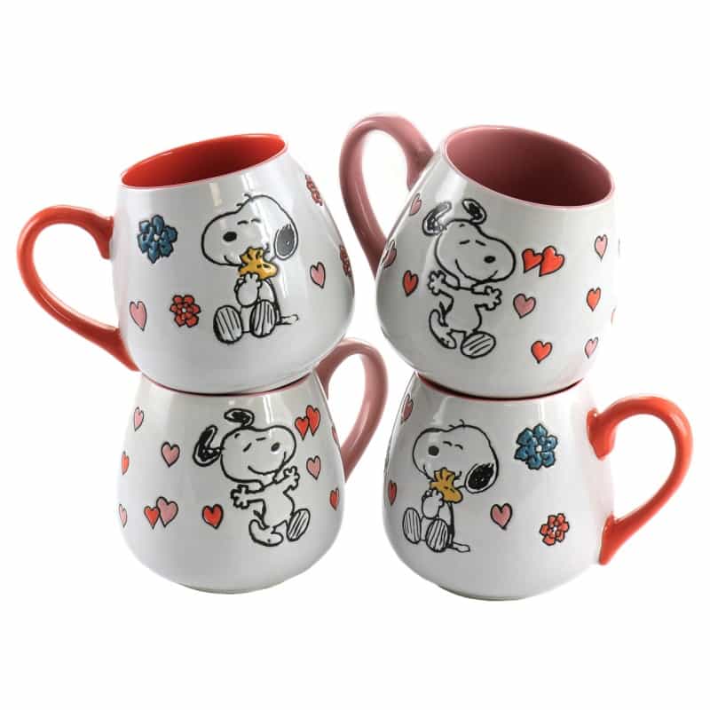 Peanuts 4 Piece 20 Ounce Stoneware Wax Relief Cup Set In 2 Assorted Designs