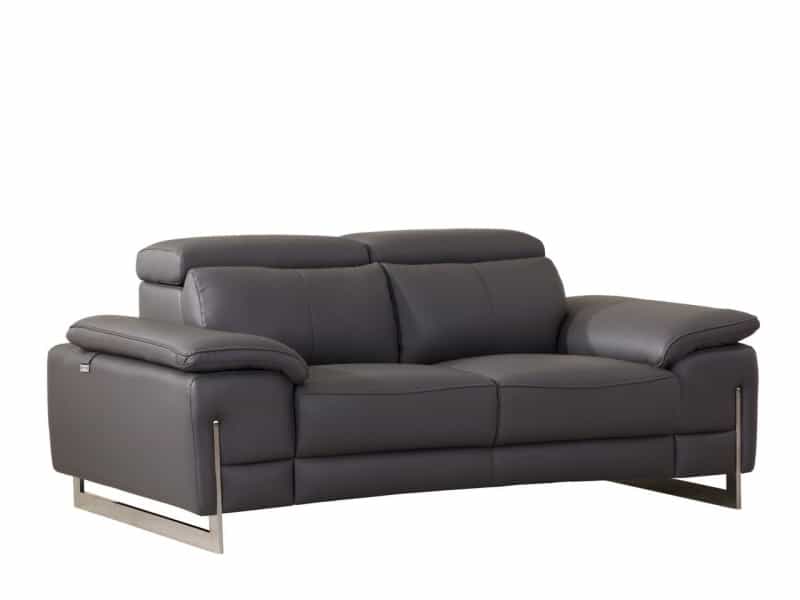 71" Dark Gray And Silver Genuine Leather Loveseat