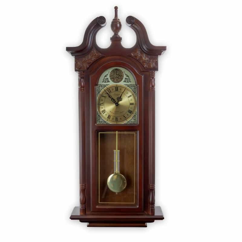 Bedford Clock Collection 38 Inch Chiming Pendulum Wall Clock In Cherry Oak Finish