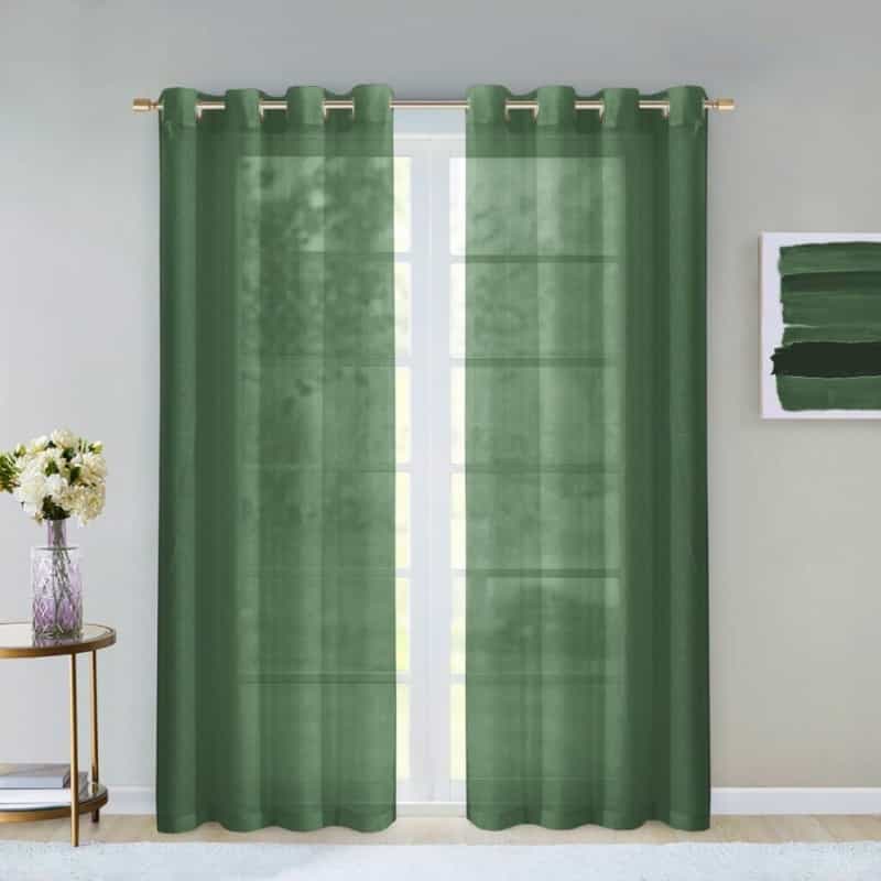 Set Of Two 84" Sage Solid Modern Window Panels